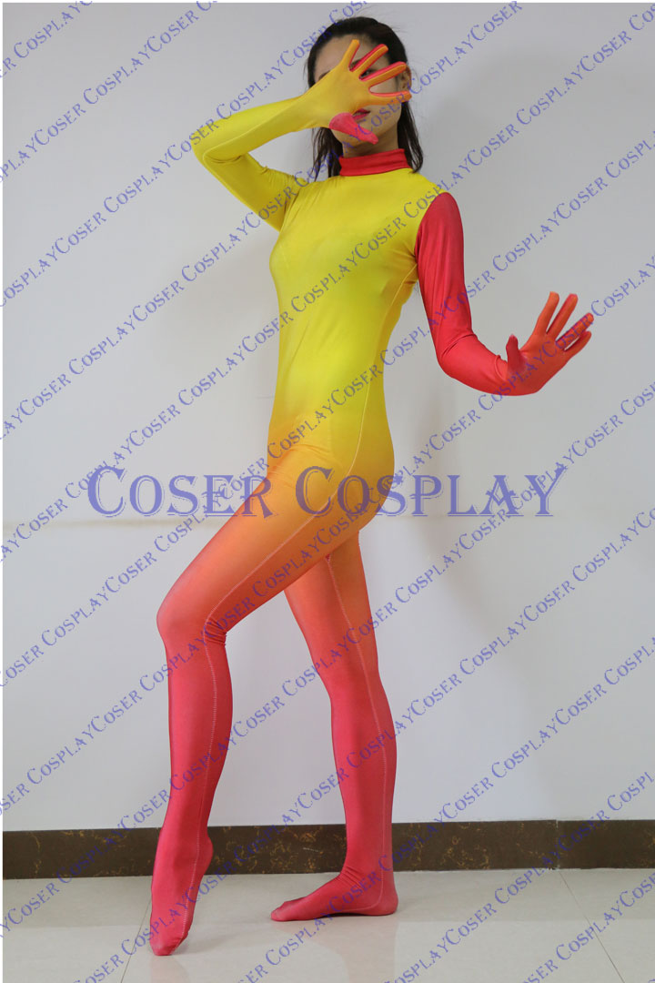 2019 Flame Gradient Color Lycra Sexy Catsuit Split Style 0322